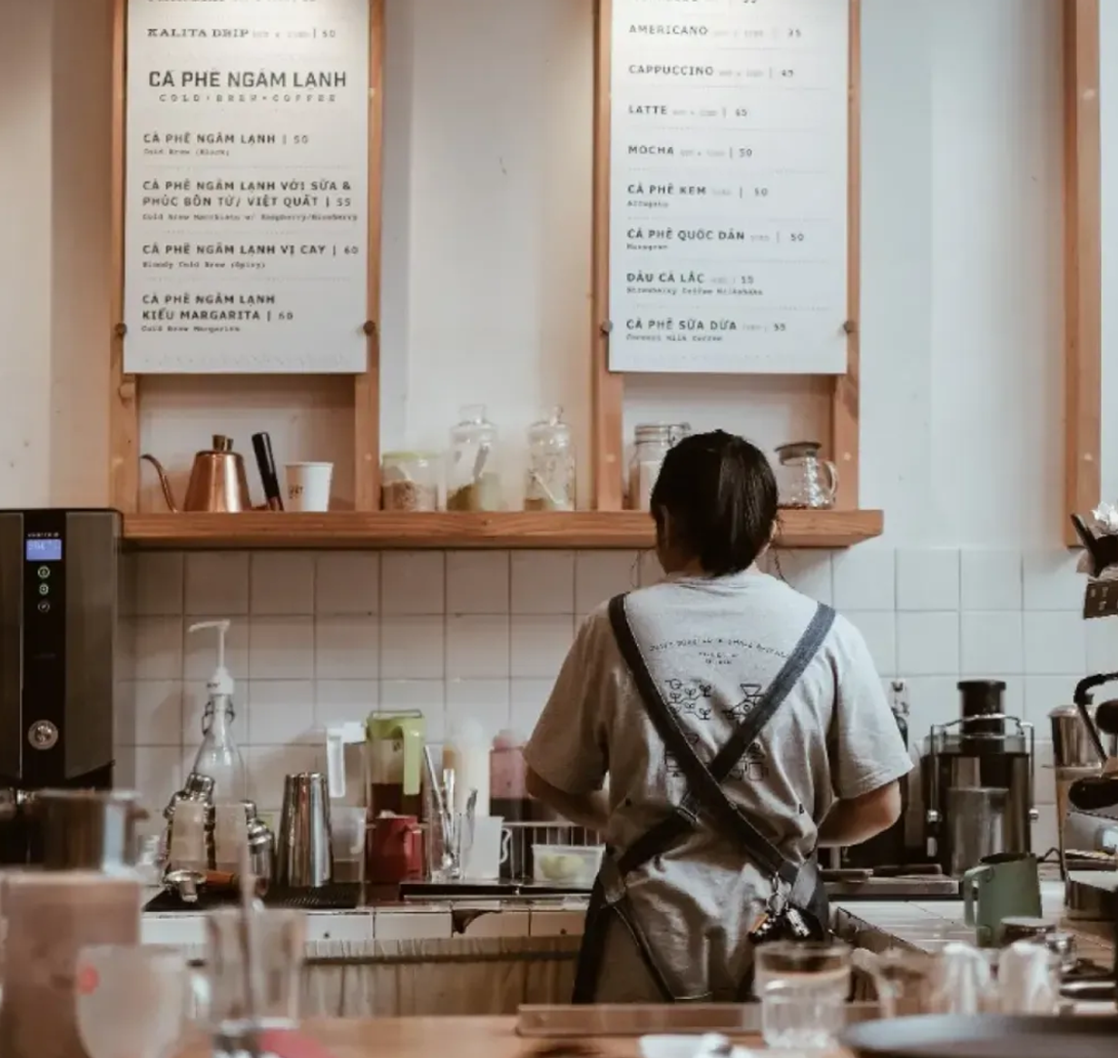 Cafe counter and menu boards